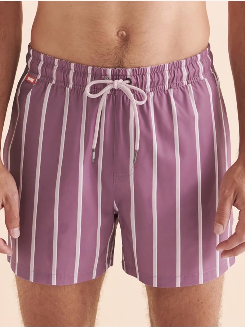 Hamabe Volley Purple and White Striped Drawstring Swimsuit XXL